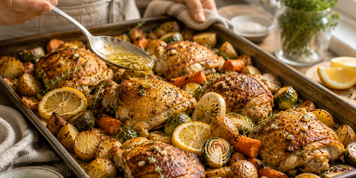 Pan-Seared Lemon Herb Chicken with Roasted Vegetables