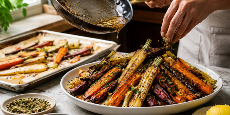 Browned Butter Roasted Carrot and Parsnip Medley with Za’atar