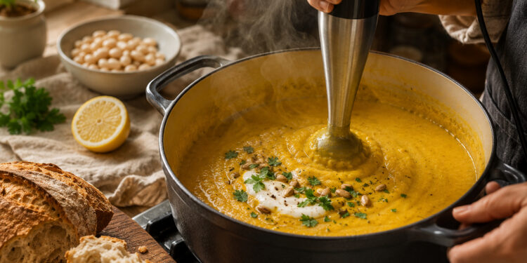 Lemony Turmeric Cauliflower and White Bean Soup
