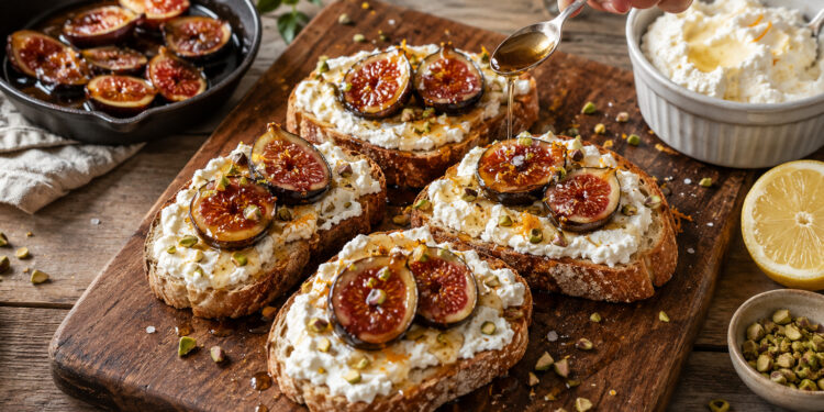 Citrus Ricotta Toast with Honeyed Figs and Pistachios