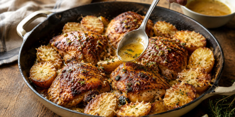 Smoky Paprika Chicken with Crispy Parmesan Potatoes