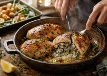 Creamy Mushroom and Spinach Stuffed Chicken Breasts