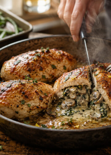Creamy Mushroom and Spinach Stuffed Chicken Breasts