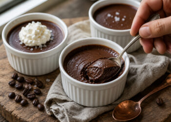 Dark Chocolate Espresso Pots de Creme with Sea Salt