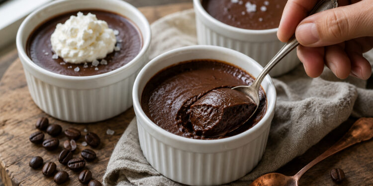 Dark Chocolate Espresso Pots de Creme with Sea Salt