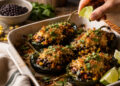 Chipotle Black Bean and Corn Stuffed Poblano Peppers