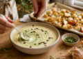 Roasted Kohlrabi and Apple Soup with Tarragon Cream