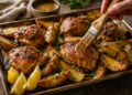 Dijon Baked Chicken with Crispy Herb Potato Wedges