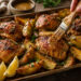 Dijon Baked Chicken with Crispy Herb Potato Wedges