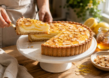Lemon Mascarpone Tart with Honeyed Almond Crust