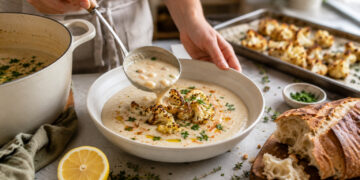 Creamy Roasted Cauliflower and White Bean Soup