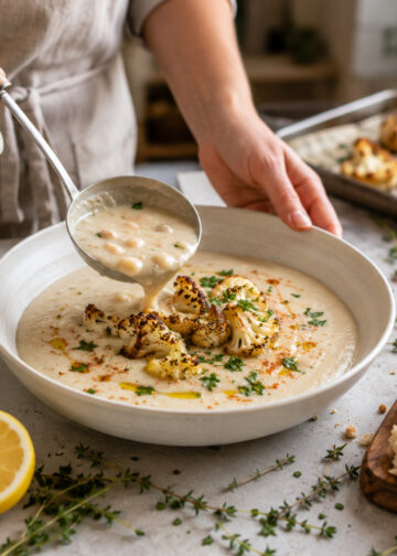 Creamy Roasted Cauliflower and White Bean Soup