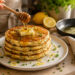 Herbed Ricotta and Lemon Zest Pancake Stack with Honey