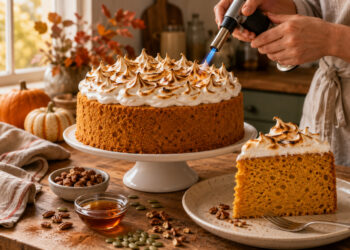 Spiced Pumpkin Chiffon Torte with Maple Meringue