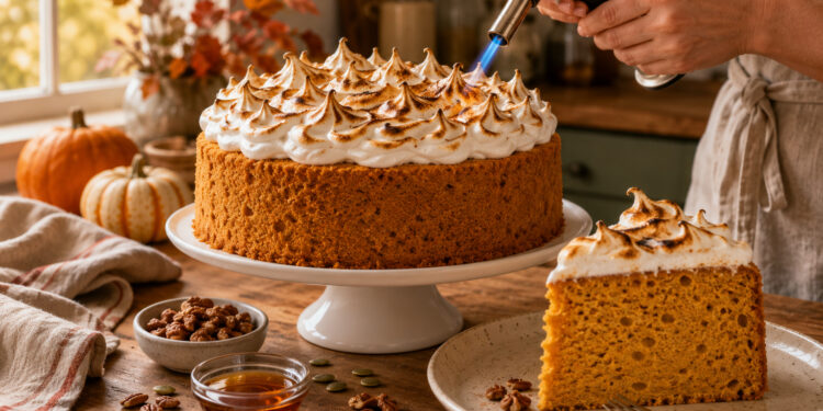 Spiced Pumpkin Chiffon Torte with Maple Meringue