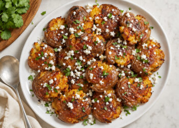 Crispy Smashed Potatoes with Harissa Vinaigrette