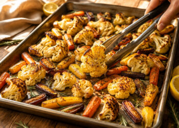 Sheet Pan Lemon-Rosemary Roasted Cauliflower and Carrots