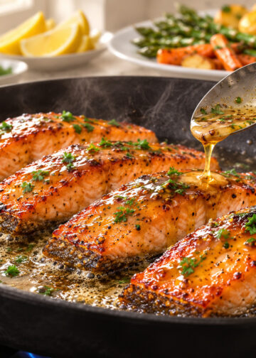 Pan-Seared Mustard Maple Salmon with Crispy Skin