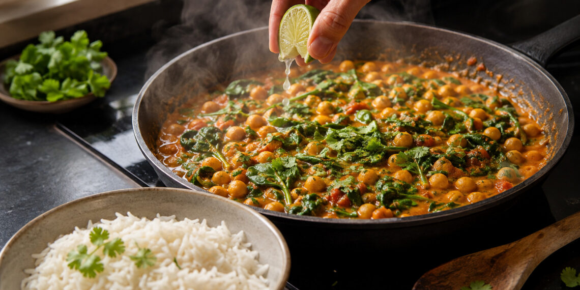 Herbed Chickpea and Spinach Coconut Curry