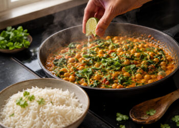 Herbed Chickpea and Spinach Coconut Curry