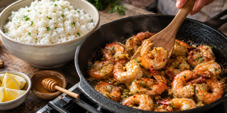 Quick Honey Garlic Shrimp with Lemon Parsley