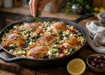 One-Pan Mediterranean Chicken with Lemon Orzo
