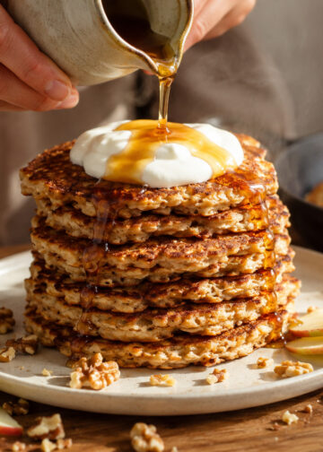 Crispy Buckwheat and Apple Breakfast Pancakes with Yogurt