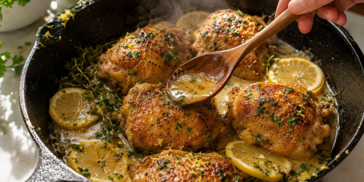 Skillet Lemon Herb Chicken with Garlic Butter