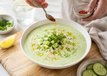 Chilled Cucumber, Dill and Yogurt Soup with Mint