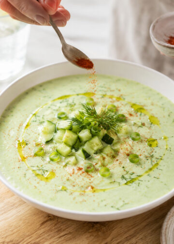 Chilled Cucumber, Dill and Yogurt Soup with Mint
