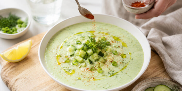 Chilled Cucumber, Dill and Yogurt Soup with Mint