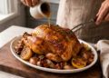 Herbed Butter Roast Chicken with Caramelized Shallots and Bacon