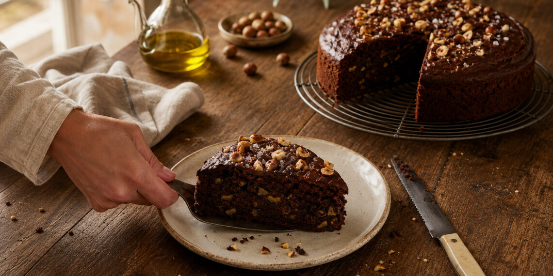 Chocolate Hazelnut Olive Oil Cake with Sea Salt