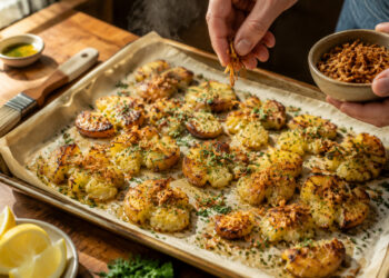 Lemon-Herb Smashed Potatoes with Crispy Shallots
