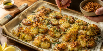Lemon-Herb Smashed Potatoes with Crispy Shallots