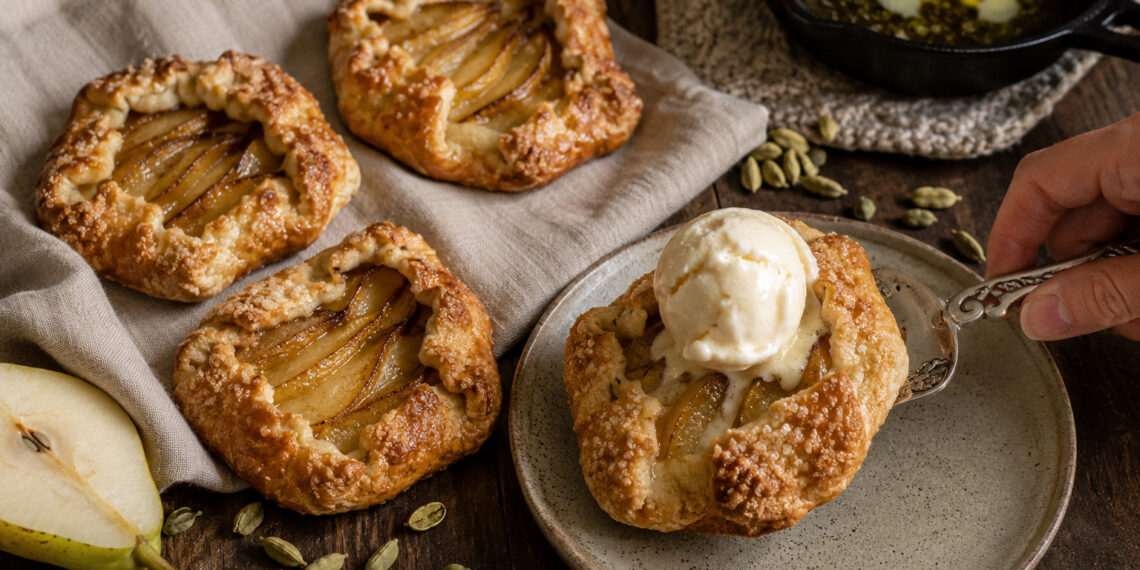Brown Butter Pear Galette with Cardamom Sugar Crust