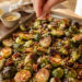 Maple-Mustard Roasted Brussels Sprouts with Toasted Pecans