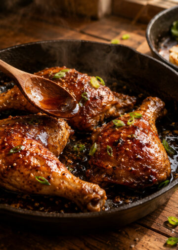 Honey Soy Glazed Chicken Leg pieces with Sesame Bok Choy