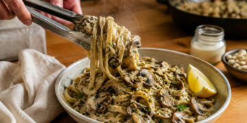 Creamy Cashew Mushroom Stroganoff with Herbed Noodles