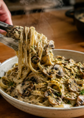 Creamy Cashew Mushroom Stroganoff with Herbed Noodles