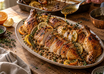 Citrus-Garlic Roasted Chicken with Herbed Farro