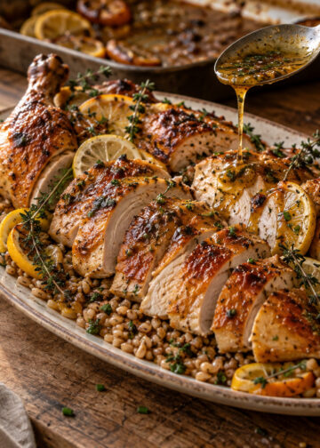 Citrus-Garlic Roasted Chicken with Herbed Farro