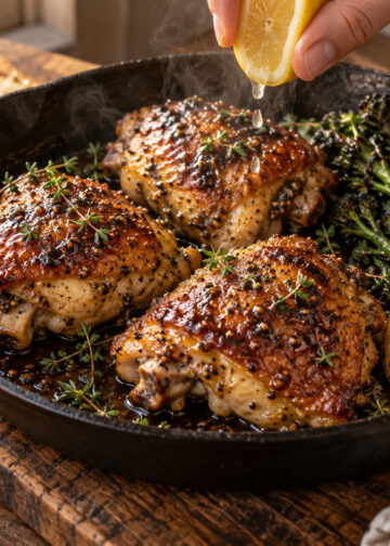 Balsamic Roasted Chicken Thighs with Charred Broccolini