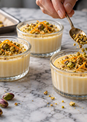 Orange Cardamom Panna Cotta with Pistachio Crumble
