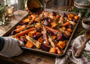 Brown Butter Balsamic Roasted Root Vegetables