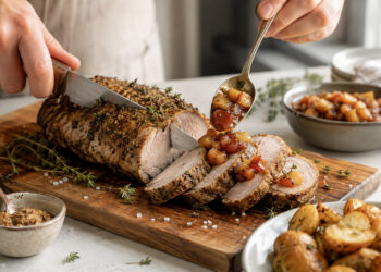 Crispy Herb-Crusted Pork Tenderloin with Apple Chutney