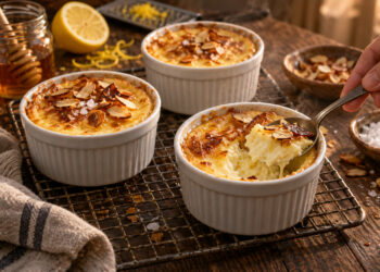 Baked Ricotta Lemon Pots with Honey Crunch