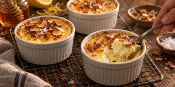 Baked Ricotta Lemon Pots with Honey Crunch