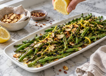 Charred Lemon Green Beans with Toasted Almonds