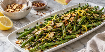 Charred Lemon Green Beans with Toasted Almonds
